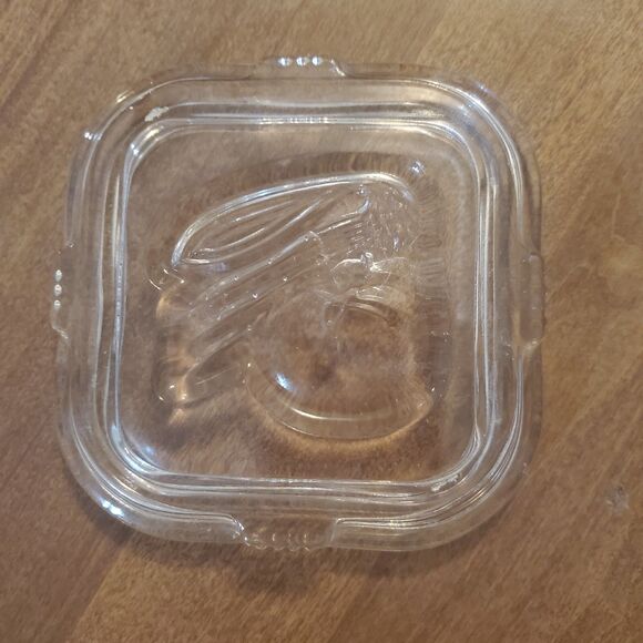 Federal Glass Vegetable Square Ribbed Refrigerator Clear Dish Lid ONLY - Picture 3 of 6